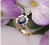 Anello Da Donna Oro 585 Reale Zaffiro 10 Zirconi Oro Giallo Qualità