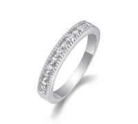 Anello da donna per dito medio, anello da donna in oro bianco 18 K, inserto ad anello con moissanite da 2 mm, argento 0,75 ct, misura 63 (20,1)