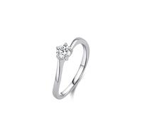 Anello da donna per dito medio, anello dichiarato classico a 6 punte con diamante da laboratorio rotondo, 0,25 carati, oro bianco 14 carati, misura 50 (15,9)