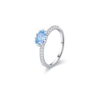 Anello da donna per dito medio, anello dichiarato elegante, design a righe 1 ct, topazio ovale e moissanite in oro bianco 18 carati, misura 61 (19,4)