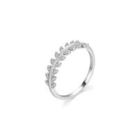 Anello da donna per dito medio, anello dichiarato foglie argento con taglio rotondo laboratorio diamante 18 carati oro bianco misura 52 (16,6)
