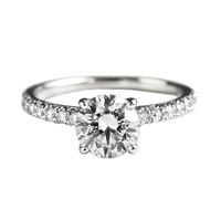 Anello da donna per dito medio, anello dichiarato rotondo con moissanite 9 K, oro bianco 9 K, misura 54 (17,2)