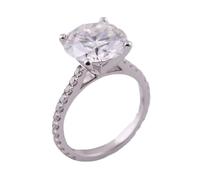 Anello da donna per dito medio, anello per la promessa migliore amica, classico, con montatura a 4 griffe e moissanite rotonda da 1 ct, 66 (21.0), Oro bianco 14 car, Moissanite