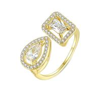 Anello da donna personalizzato gioielli donna 14 carati Moissanite con pietra preziosa rettangolare e a forma di lacrima, taglia zia per moglie del Ringraziamento, 20, Oro giallo 14 carati, Moissanite