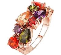 Anello da donna placcato oro multicolore Cubic Zirconia Anello a goccia Gioielli per feste di matrimonio Utile e Moda