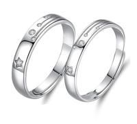 Anello da donna regolabile in argento, sottile da donna, con stella cadente e zirconia cubica in argento 925 regolabile, Ajustable, Argento 925/1000, zirconia cubica