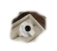 Anello da donna rotondo in argento Sterling S925 con agata nera, gioiello retrò, Adjustable opening, Metallo, Zirconia cubica