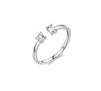 Anello da donna, set geometria con moissanite oro bianco, regalo per donna, Oro bianco 9 K, Moissanite