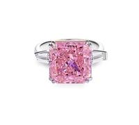 Anello da donna sottile Pinky Anello da donna a forma di principessa con laboratorio 3 carati rosa zaffiro 18 carati oro bianco misura 53 (16,9)