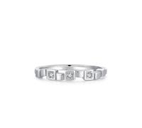 Anello da donna sottile, stile vintage, quadrato, in argento con taglio rotondo, da laboratorio, diamante bianco 18 carati, misura 52 (16,6)