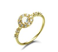 Anello da donna, sottile, vintage, a quattro grondaie, in oro 14 carati, per la migliore amica, 65 (20.7), Oro 14 K, Topazio