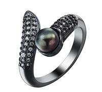 Anello da donna, stile vintage, aperto con perle e zirconi, ideale come regalo di compleanno, misura 52 (16,6-62) (19,7)