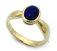 Anello da Donna Vero Lapislazzuli 8 x 6 Oro 585 Zarge Giallo 14 Carato