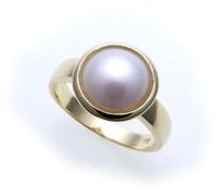 Anello da Donna Vero Oro 585 Mabe Perla 10 MM Lucido Oro Giallo Qualità