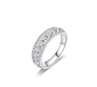 Anello da donna vintage, anello di fidanzamento da donna, vintage, bolla d'argento, con taglio rotondo, laboratorio, oro bianco 9 K, misura 58 (18,5)
