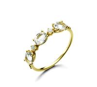 Anello da donna vintage con quattro artigli con topazio oro 18 carati, 18 (18,5), Oro 18 carati, Topazio