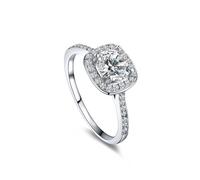 Anello da donna vintage Halo con taglio rotondo moissanite oro bianco regalo donna, Oro bianco 14 car, Moissanite
