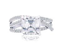 Anello da donna vintage vintage anello infinito con moissanite Asscher oro bianco, 50 (15,9), Moissanite