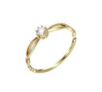 Anello da donna vintage vintage con pietra di luna rotonda oro giallo 18 carati regalo migliore amico, 21 (19,4), Oro giallo 18 carati (750), Pietra di luna