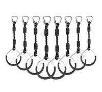 Anello da ginnastica Ninja da appendere, altalena, barra per arrampicata e pugno della giungla per attività all'aperto e al chiuso, confezione da 8 anelli neri per corsa ad ostacoli per allenamento