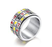 Anello da Gioco Girevole per Slot Machine con Frutta Hip Hop Design Punk Senso Anello in Acciaio al Titanio Regalo di Gioielli per alleviare Lo Stress da Uomo di Moda