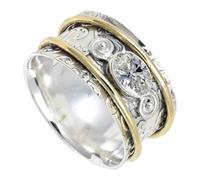 Anello da meditazione con pietra preziosa C Z in argento Sterling 925 massiccio, fatto a mano, per uomo e donna, SILVERTROVECRG1212AH_54 (17.2)