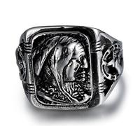 Anello da motociclista a capo indiano per uomo, in argento, con testa tribale, per uomo, Acciaio inossidabile, Nessuna pietra preziosa