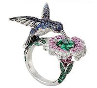 Anello da nocca con fiore intagliato cubico carino anello a forma di uccello gioielli da donna gioielli creativo e squisita fattura design attraente