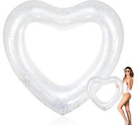 Anello da nuoto a forma di cuore, 120 cm, gonfiabile, per piscina, spiaggia, feste (bianco)