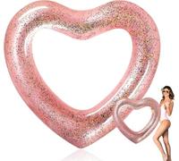 Anello da nuoto a forma di cuore, 120 cm, gonfiabile, per piscina, spiaggia, feste (oro)