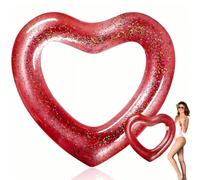 Anello da nuoto a forma di cuore, 120 cm, gonfiabile, per piscina, spiaggia, feste (rosso)