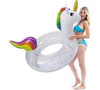 Anello da nuoto gonfiabile con unicorno, per piscina, giocattolo acquatico, gonfiabile, anello da nuoto, trasparente, per adulti, bambini, ragazze
