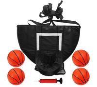 Anello da pallacanestro per trampolino - Mini anello con 4 palline e pompa | Accessorio per cesto per trampolino interno ed esterno | Set da allenamento per il cortile