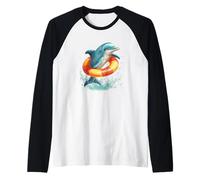 Anello da Piscina colorato con Delfino per Animali e Amanti dell'Oceano Maglia con Maniche Raglan