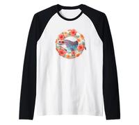 Anello da Piscina Fiorito con Divertente Delfino in Costume da Vacanza Maglia con Maniche Raglan