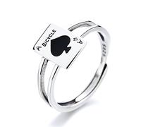 Anello da Poker in Argento Sterling S925 da Uomo E da Donna, Anello da Poker retrò,Argento,8