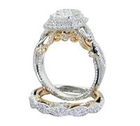 Anello da principessa con diamanti quadrati placcati in oro Anello di fidanzamento con diamanti in oro Ultimi modelli di fedi nuziali Anelli Del Cannocchiale A Vortice (Silver, 8)
