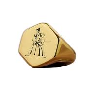 Anello da samurai giapponese a forma esagonale | Argento sterling 925 placcato oro | Gioielli da regalo, anelli con sigillo in stile vintage, gioielli fatti a mano ipoallergenici| LK_PDR_01438_12.5
