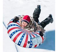 Anello da sci gonfiabile Tubo da slittino in PVC Tubo da neve ispessito Tubo da neve invernale con maniglia per bambini Adulti Divertimento in famiglia Fiocco di neve azzurro (Bandiera)