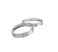 Anello da uomo 925, anello largo da donna, in argento, con impronta digitale a metà cuore, coppia regolabile
