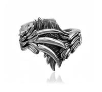 Anello da uomo con ali d'angelo, regolabile, gotico, con ali custode intagliate a mano, stile steampunk, gioiello di protezione divina