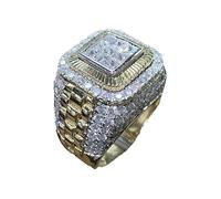 Anello da uomo con diamante pieno Hip Hop Punk trapano ad acqua ghiacciato anello d'oro per gli uomini fatto a mano delicato Bling oro diamante anelli da uomo capo stile cubano per gli uomini, 9,