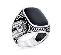 Anello Da Uomo Con Pietra Preziosa Grande, Occhio Di Tigre Marrone, Onice Nero, Stallone Equestre, Gioielli Occidentali Da Uomo In Argento Massiccio Ossidato 925, Fatti A Mano In Turchia