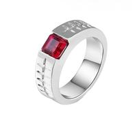 Anello da uomo con pollice, anello da fidanzamento, larghezza 6 mm, taglio quadrato, realizzato Ruby, 56 (17,8), Rubino realizzato