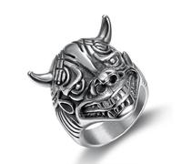Anello da uomo con testa di toro gotica, con teschio, per uomo, Acciaio inossidabile, Nessuna pietra preziosa