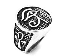 Anello da Uomo in Acciaio al Titanio con Design aggiornato Occhio Egiziano di Horus Moda Retro Hip Hop Metallo Punk Biker Gioielli di Moda Regalo