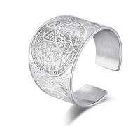 Anello da uomo in acciaio al titanio con sette stelle della Cabala romana, misura regolabile