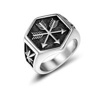 Anello da uomo in acciaio inox 316L con freccia vichinga, stile vintage, stile punk hip hop, hippie, idea regalo, 13, Acciaio inossidabile