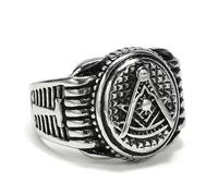 Anello da uomo in acciaio inox massonico punk hipster - anello tribale gotico da uomo, regalo vintage retrò per nocche, 10, Acciaio al titanio
