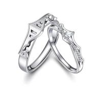 Anello da uomo in argento, anello in argento Sterling 925, corona regolabile, regalo per il suo amante, Ajustable, Argento 925/1000, Senza Gemme
